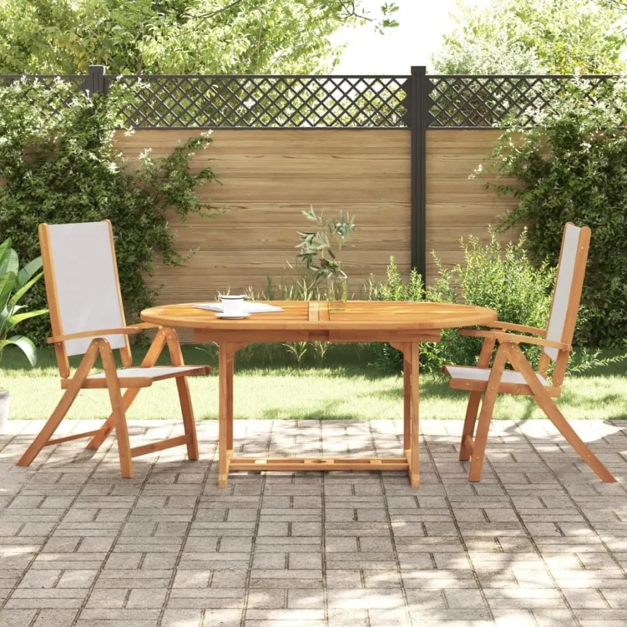 

Folding Garden Chair Set of 2 Grey Solid Acacia wood Textilene