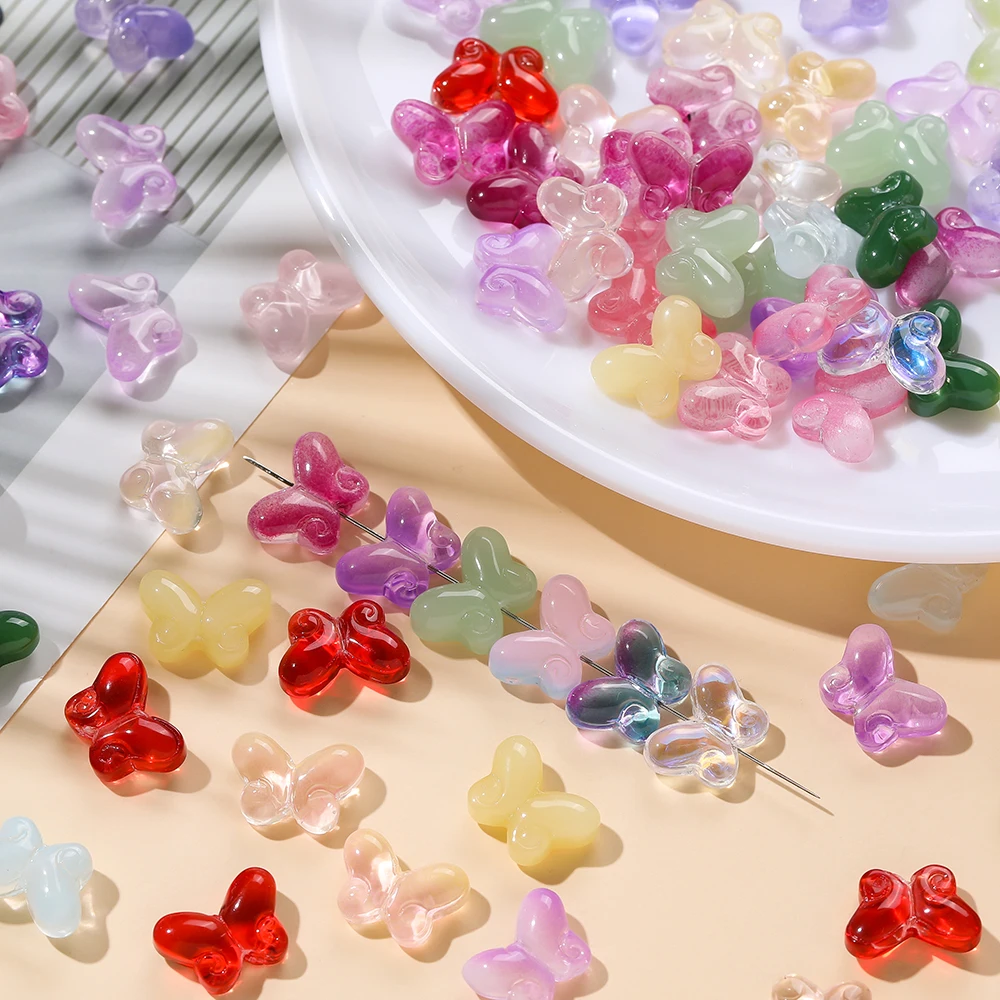 

10pcs/Lot Gradual Color Butterfly Czech Glass Beads Loose Spacer Beads for Jewelry Making DIY Earring Necklace Accessories