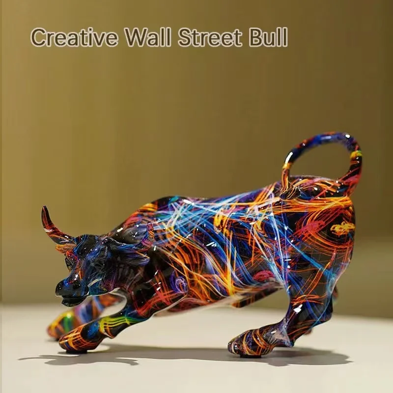 Wall Street figurki Model Miami Bull OX Bitcoin statua żywica ręcznie robiona Graffiti rzemiosło artystyczne dekoracja salonu