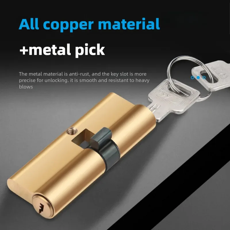 

Adjustable Extended Core Brass Door Cylinder Lock (65mm-100mm) - Biased AB Key Anti-Theft Lock for Maximum Security