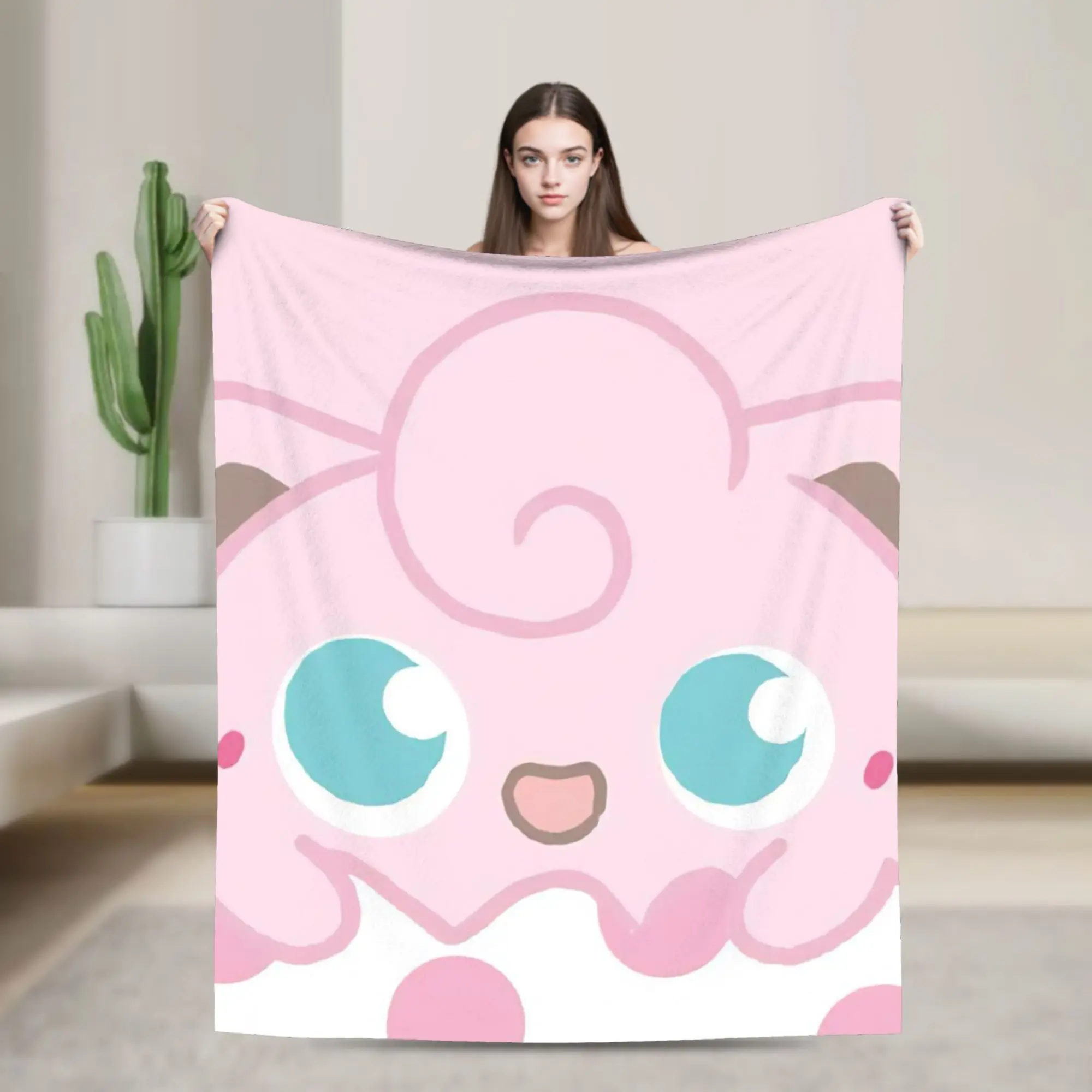 Jigglypuffs Kawaii Flannel Blanket Poke-Mon Anime Awesome Throw Blankets for Bed Sofa Couch 150*125cm Bedspread