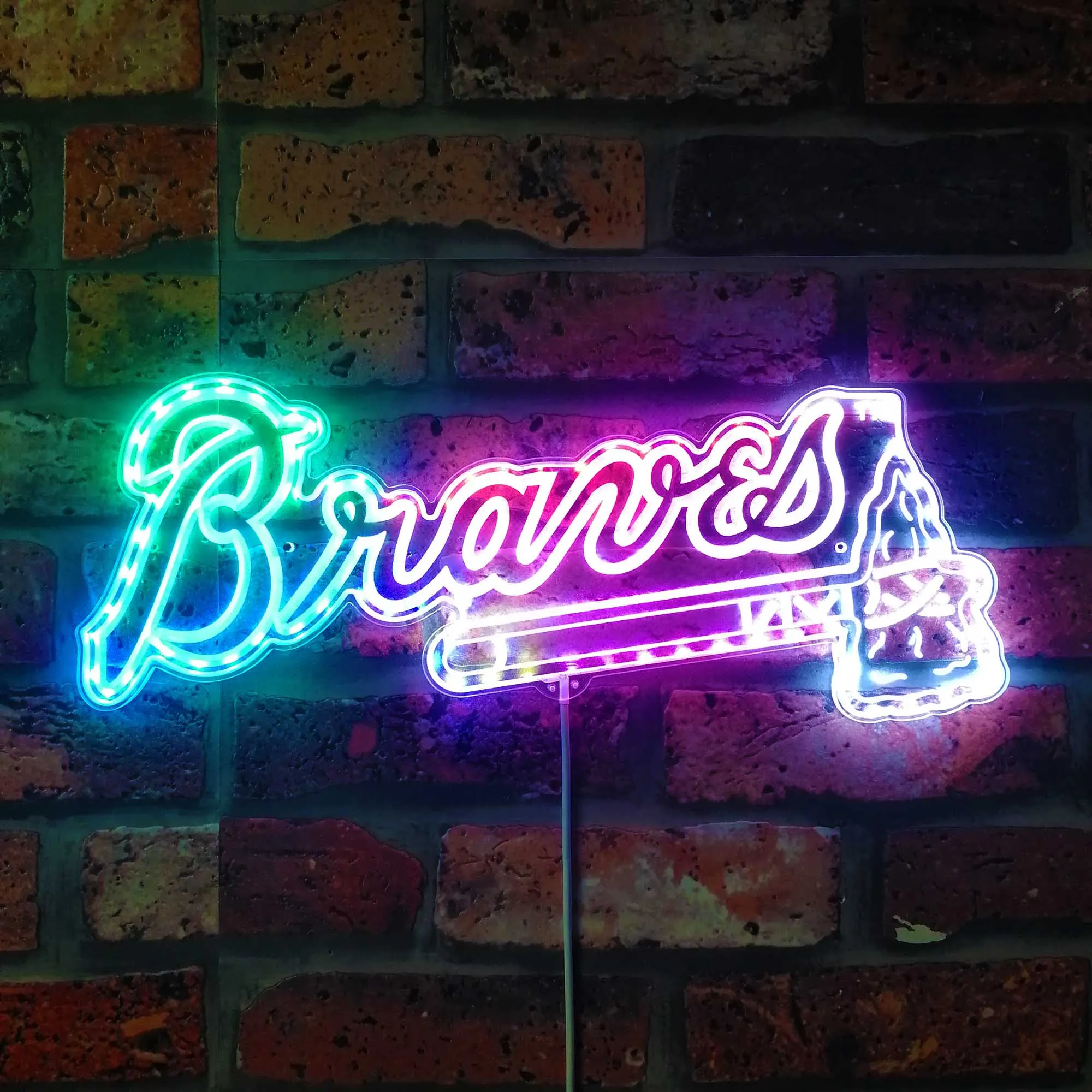 Braves Neon Sports Bar Dynamic RGB Edge Lit LED Sign