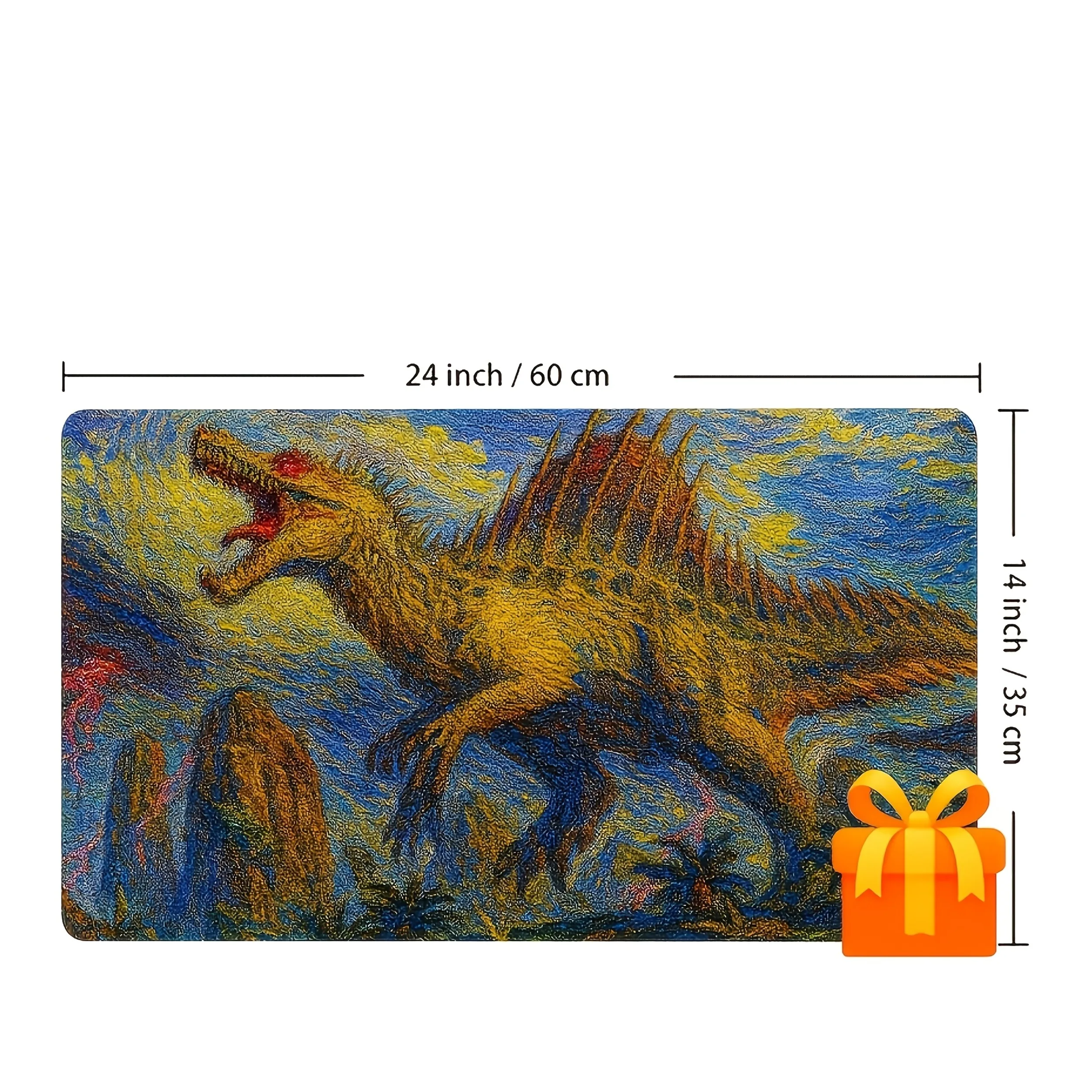 Retro Gaming Keyboard And Mouse - Retro Spinosaurus MTG Spielmatte, rutschfeste Schreibtischunterlage,