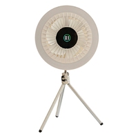 Outdoor Portable Camping Tent Fan With LED Light 4000Mah Rechargeable Intelligent Digital Display Tripod Stand Fan