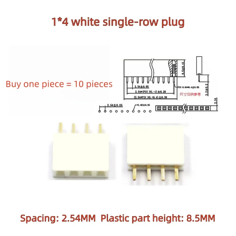 10/20PCS Single Row Pin Female Header Socket Pitch 2.54mm 1*4p 5p 6p 8p 10p  Connector Colorful single-row socket
