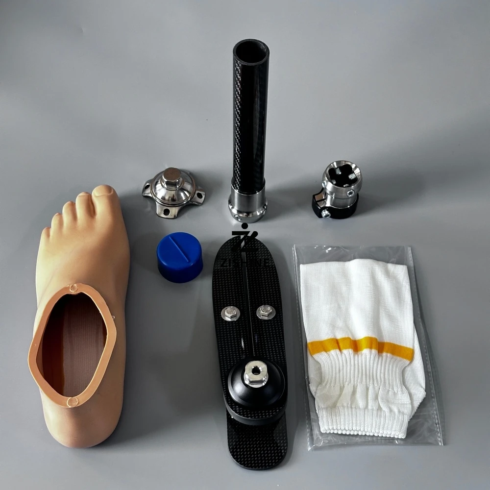 Advanced Carbon Fiber Prosthetic Foot Set Premium Titanium Pyramid Connector 22cm Pylon Tube Foot Shell 22 to 29cm Leg Kit