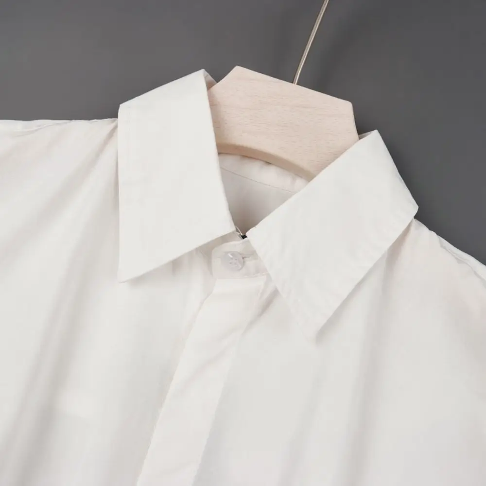 Casual Cotton Shirt Dress Women Long Sleeve Turn Down Collar Waist Tied Midi Dresses Female Simple Office Outfits