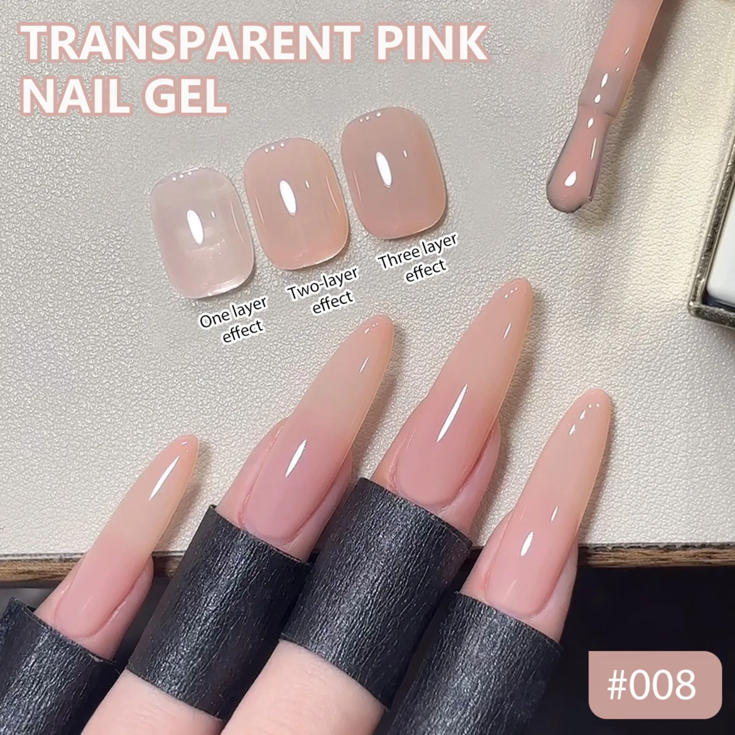 Transparent Pink Gel Nail Polish Long-lasting Nail Polish Gel Soaked Led/UV Gel Nail Polish Nail Salon Home Female Gifts 15ML