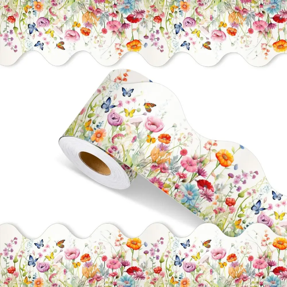 10m/Roll Border Decorative Sticker Flowers Self Adhesive Black Board Decorative Stickers DIY Poster Border Stickers