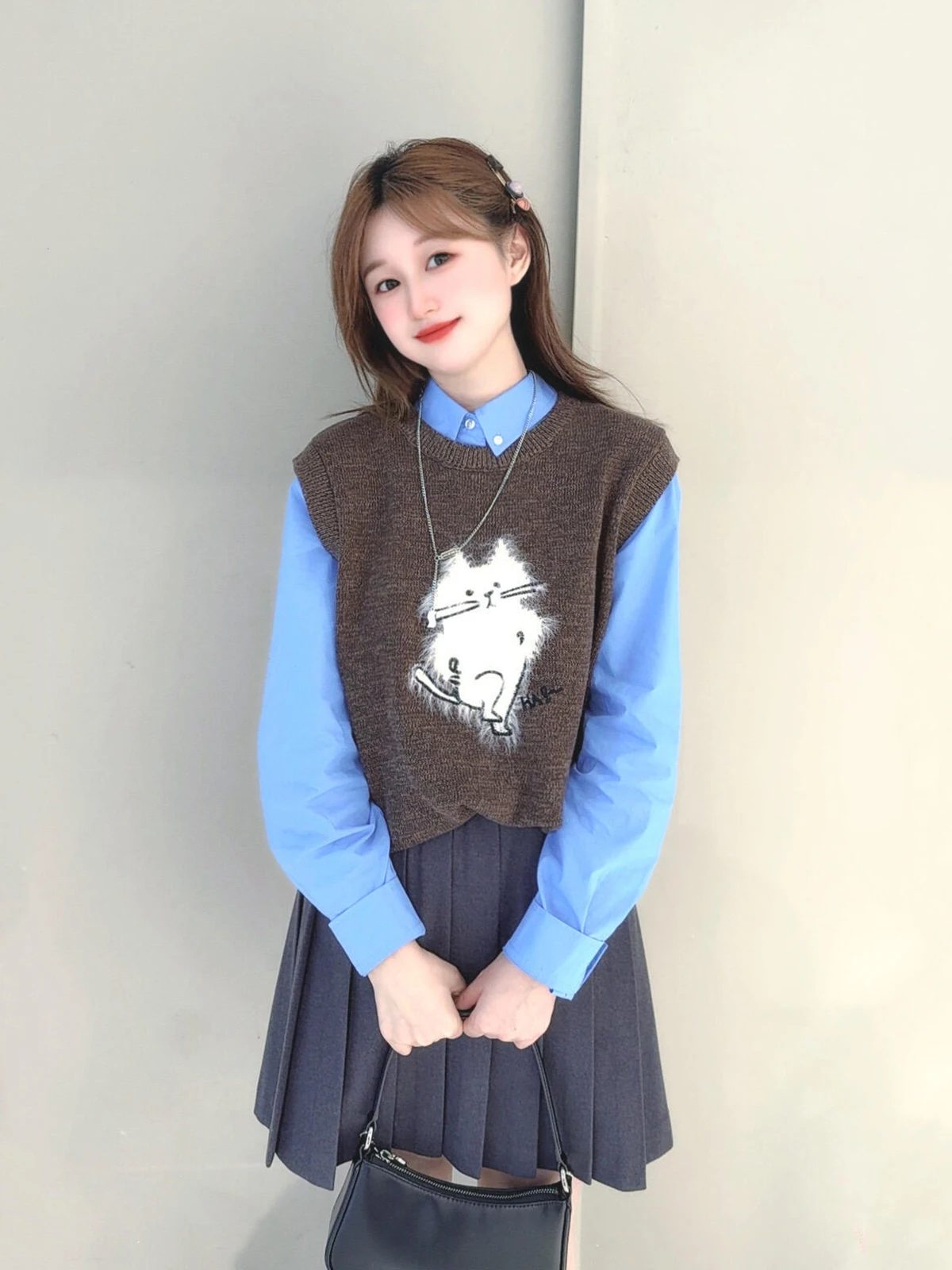 

Модный осенне-зимний круглый вязаный жилет с вышивкой Ne Svel, женский удобный мягкий хлопковый жилет с животным узором