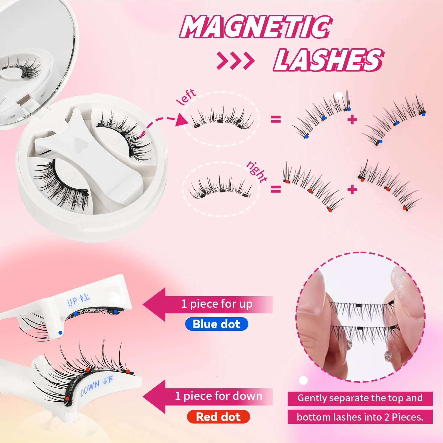 1 Pair, Magnetic Eyelashes, Small Flame-Shaped False Eyelashes, Natural Look, Cartoon Big Eyes, Magnetic Eyelash Set, Reusable, Easy to Carry, Comfortable to Wear, No Glue Needed, Natural Eyelashes, Suitable for Sensitive Eyes, Suitable for Daily Makeup