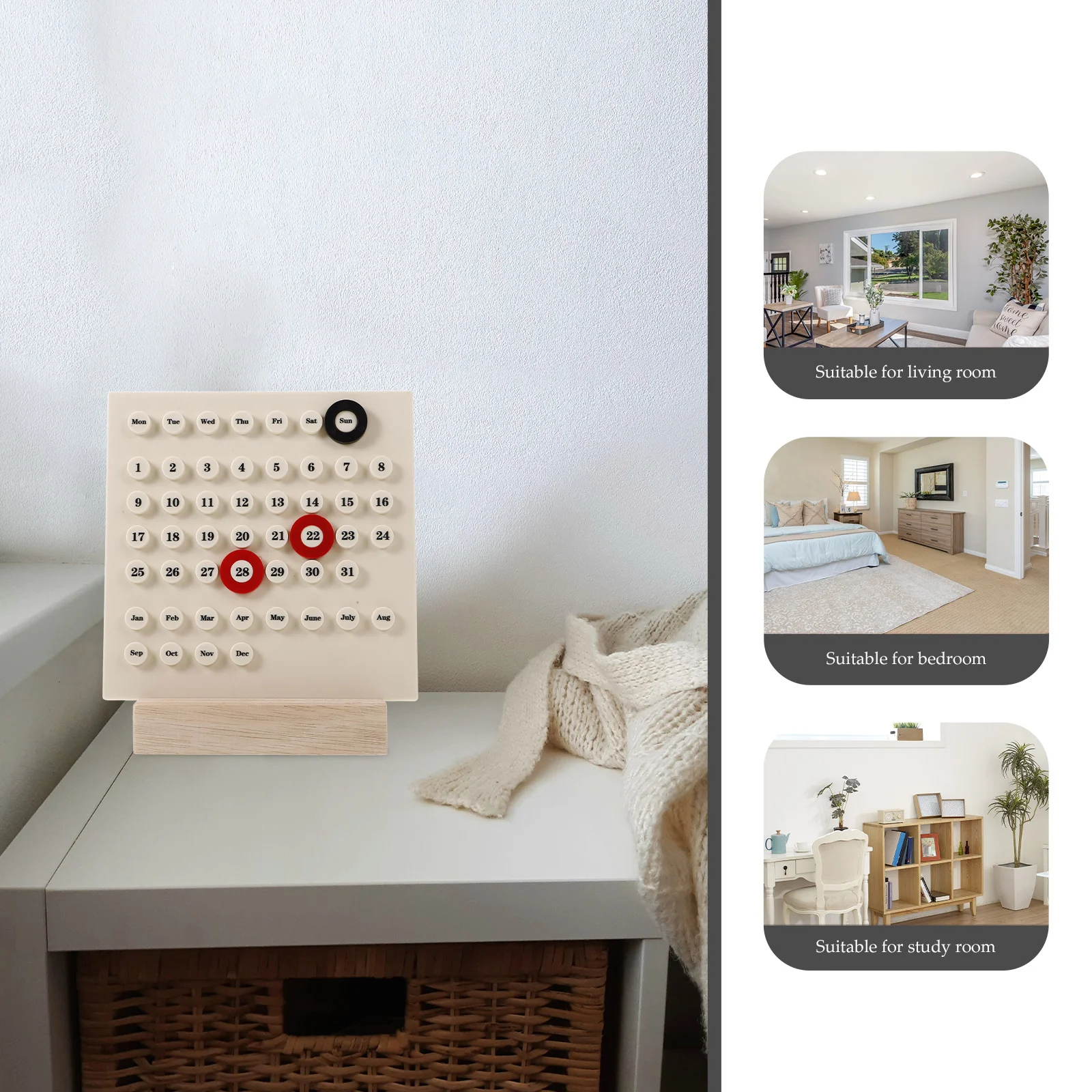 

DIY Perpetual Calendar Vintage Desk Planner Minimalist Design Milk White Color Scheme Office Desktop Decor 2024-2025