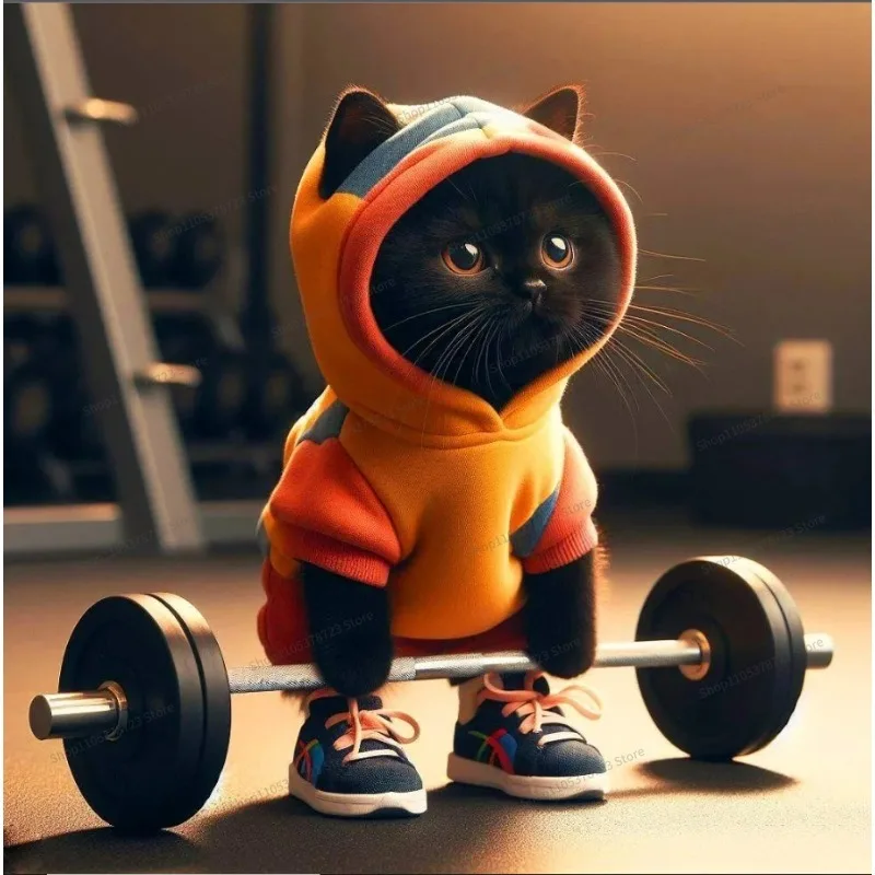 For Popular Cute Fitness Cat Sculpture Cute Fitness Cat Sculpture