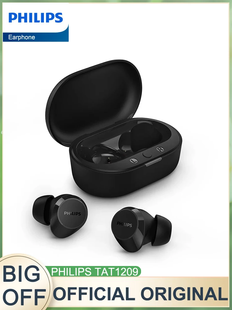 Official Original Philips TAT1209 Earphones Real Wireless Bluetooth 5.3 Headphone HiFi HD Call Headset Touch Control Long Life