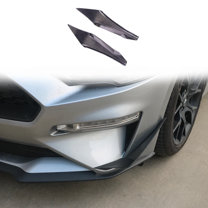 Dry Carbon Fiber Winglets For Ford Mustang 2018-2023 Front Bumper Canard Wing Splitter APR Style Car Exterior Body Kit