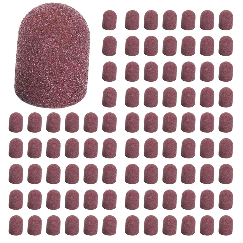 

ABAH-150Pcs Sanding Bands Block Caps Without Grip 80 120 180 13X19mm Sanding Cap Manicure Pedicure Electric Nail Drill-02