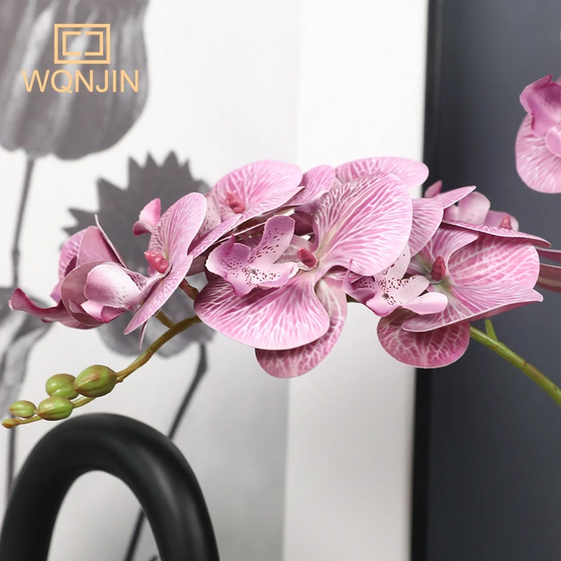 جديد طويل فرع 60 سنتيمتر اللمس محاكاة فالاينوبسيس السحلية الفاخرة المنزل التنسيب الاصطناعي زهرة الزفاف محاكاة زهرة