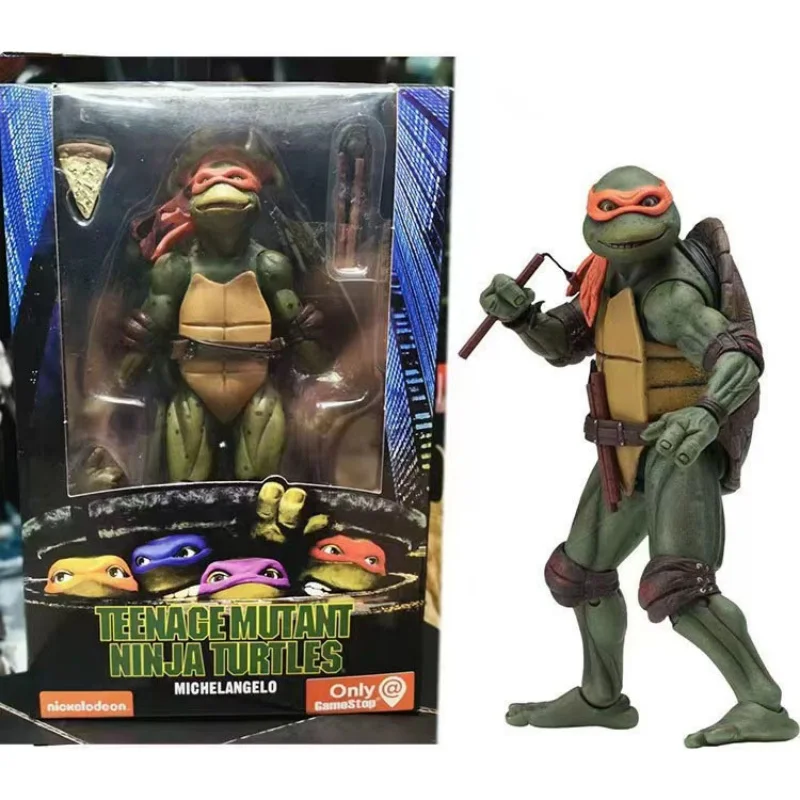 Classic Animation Ninja Turtle, Action Figurine, Modelo1990 Filme, Pizza Club, Rafael, Leonardo, Michelangelo, Donatello Statue Toys