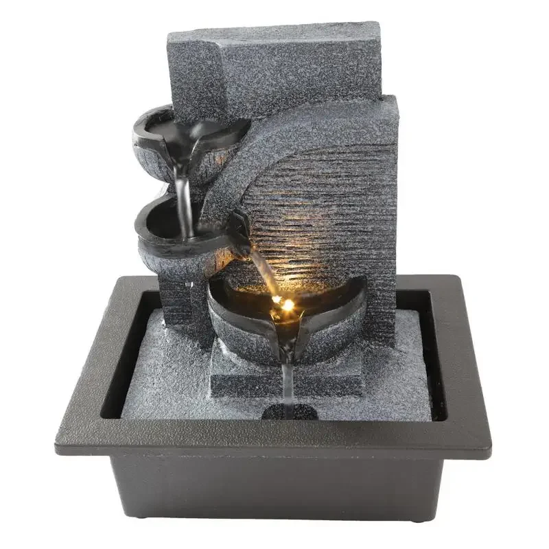 Water Fountain Feng Shui Ball with LED Light Indoor Tabletop Fountain Decoration for Living Room Office Lucky Ornament