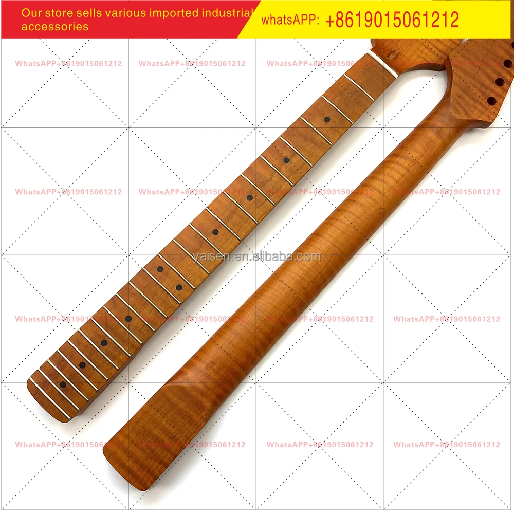 1 piece Custom 22 Fret  Satin Electric Guitar Neck ST Roasted Flame Maple Guitar Neck With Maple Fretboard
