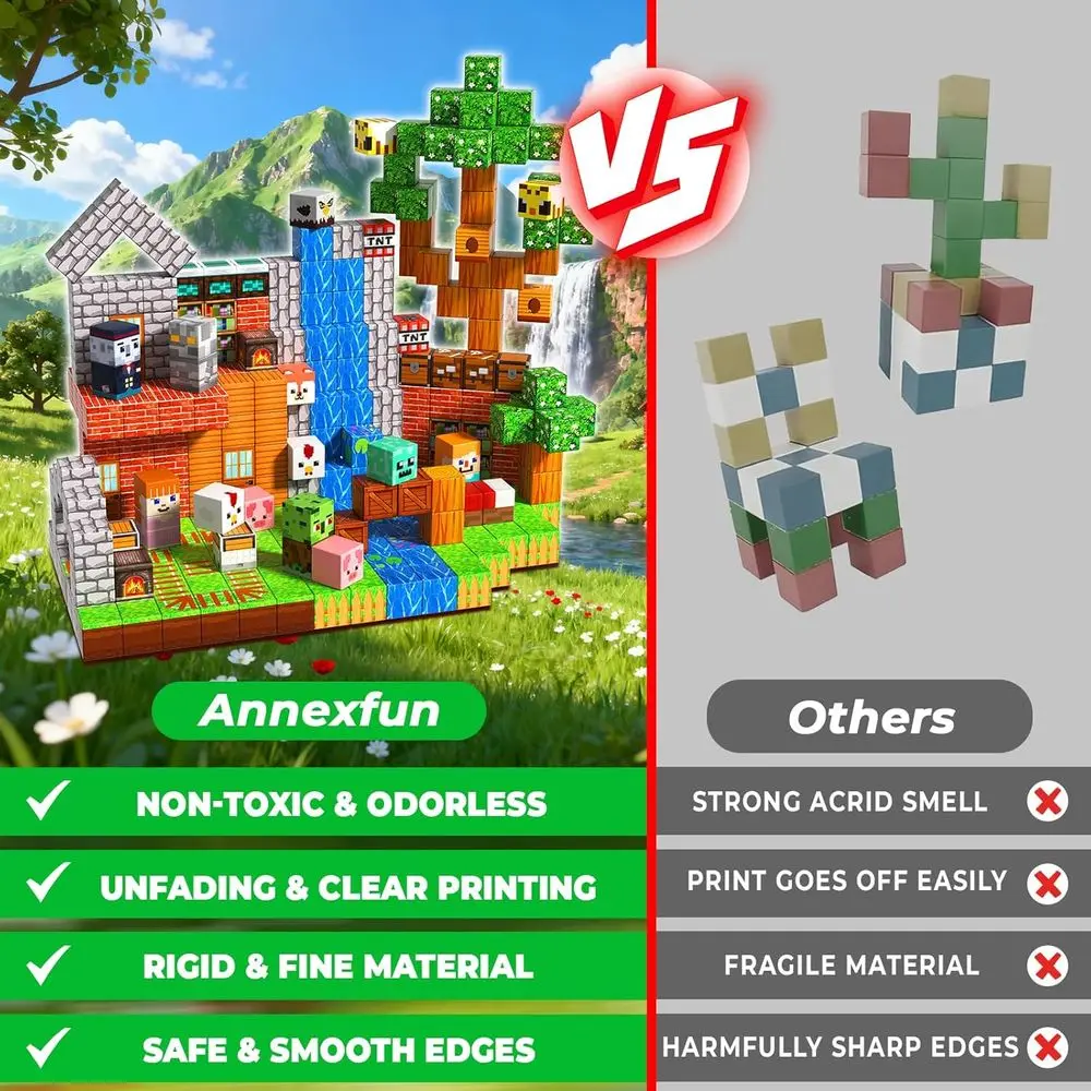 磁気ビルディングブロックセット - 300ピース、子供向け教育STEM玩具、モンテッソーリ教育に触発された感覚遊び（3歳以上）