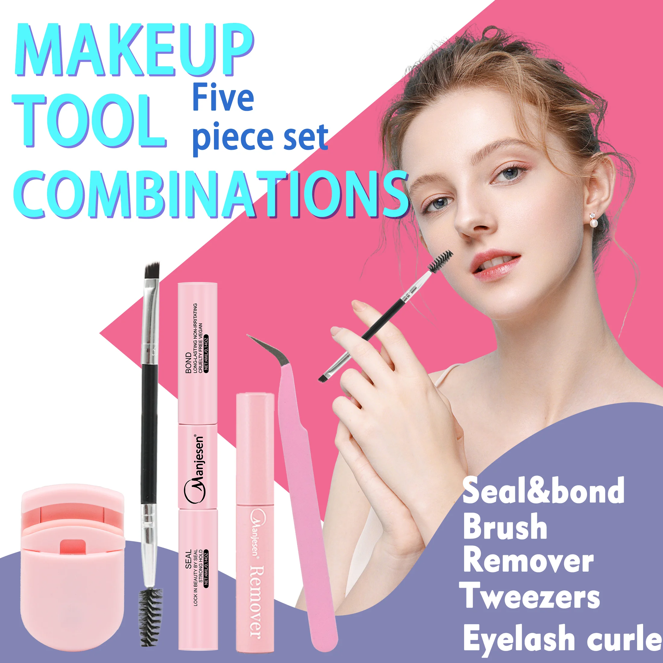 MANJESENまつげメイクツール DIYまつげエクステグルー＆リムーバーキット ピンセットとまつげカーラー付き 長持ちメイクツール