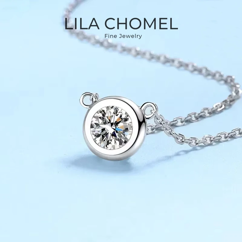 Regalo de cumpleaños para hija, oro blanco de 18 quilates, Día de San Valentín, 0,5/1CT, diamantes de moissanita, boda para mujer, collares de platino PT950 ins