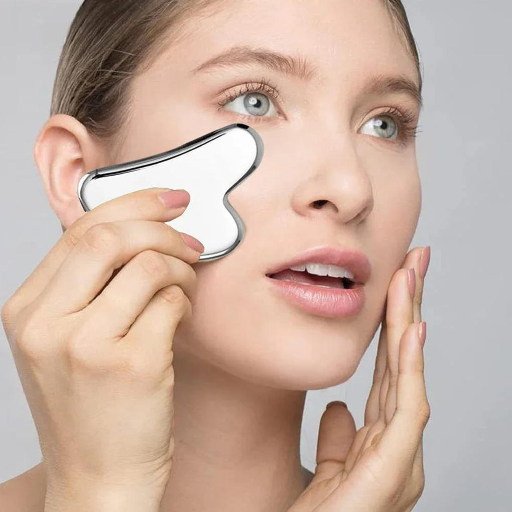 グアシャフェイシャルマッサージステンレス鋼グアシャマッサージツールアンチエイジング引き締めフェイス冷却アイスパボディマッサージツール