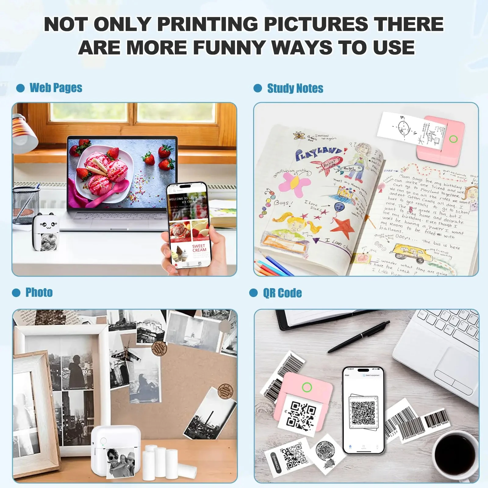 Printer Paper for Instant Print Camera,HD Printing Thermal Portable Refill Print Paper For 57mm Width Mini Pocket Printer Camera