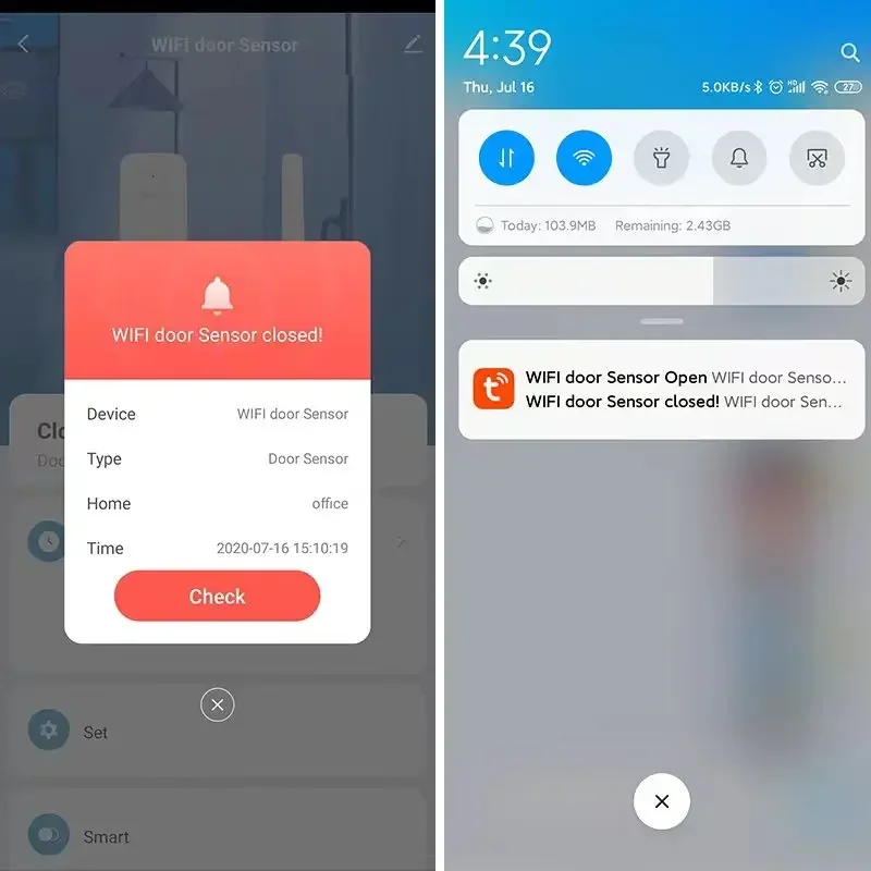 WiFi Smart Door Window Sensor Intelligence Open Closed Detectors Smart Home Control with Google Home Alexa Smart Life Tuya APP