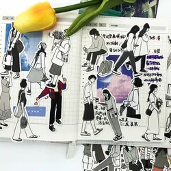 51 adet sevimli kızın mutlu yaşam karakter Boy el kitabı Sticker malzeme paketi Set basit Ins tarzı Scrapbooking