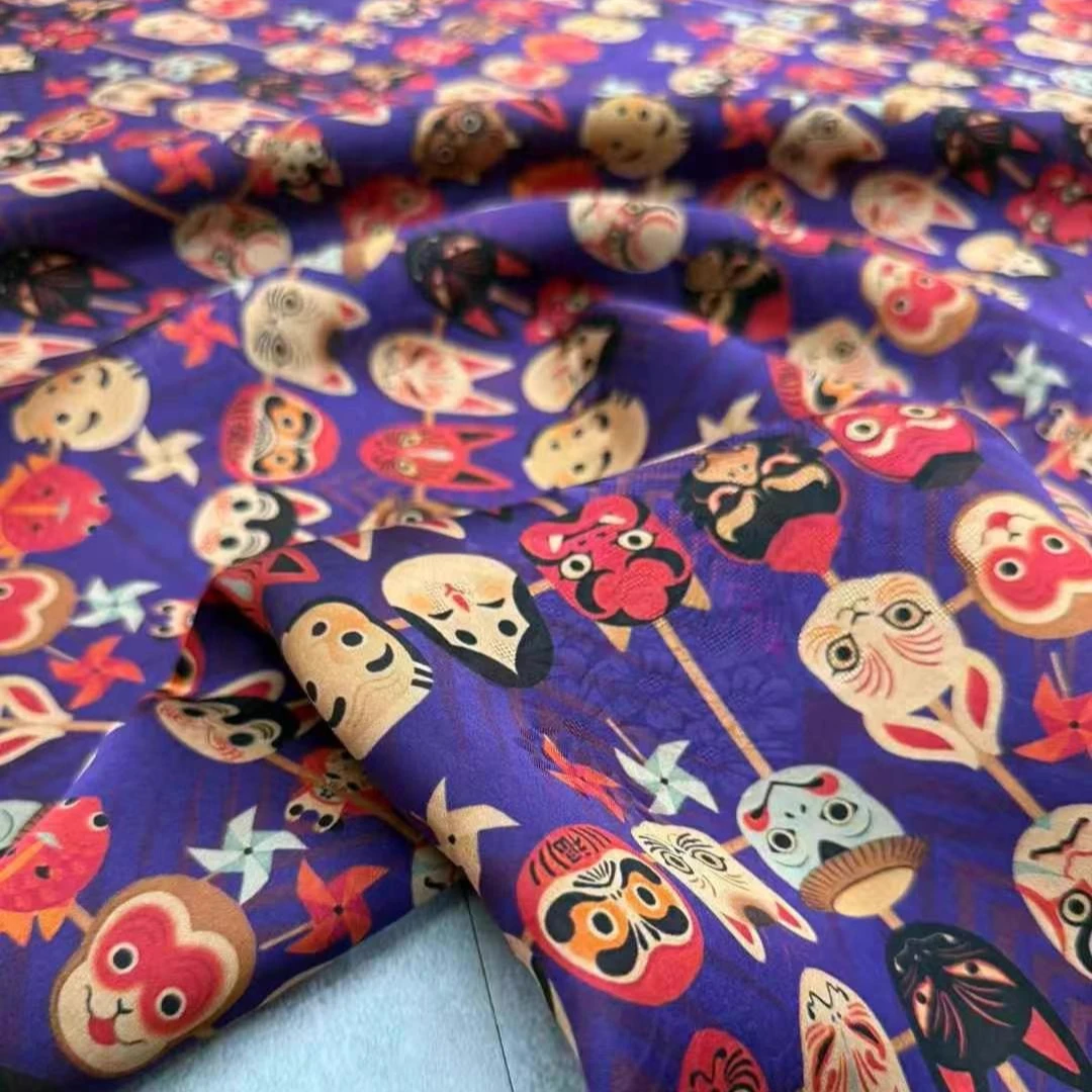 

45'' Wide 25MM Face Printed Heavy Silk Fabric for DIY Sewing Summer Spring Dress Pants Pajamas Vest Comfortable Material R2491
