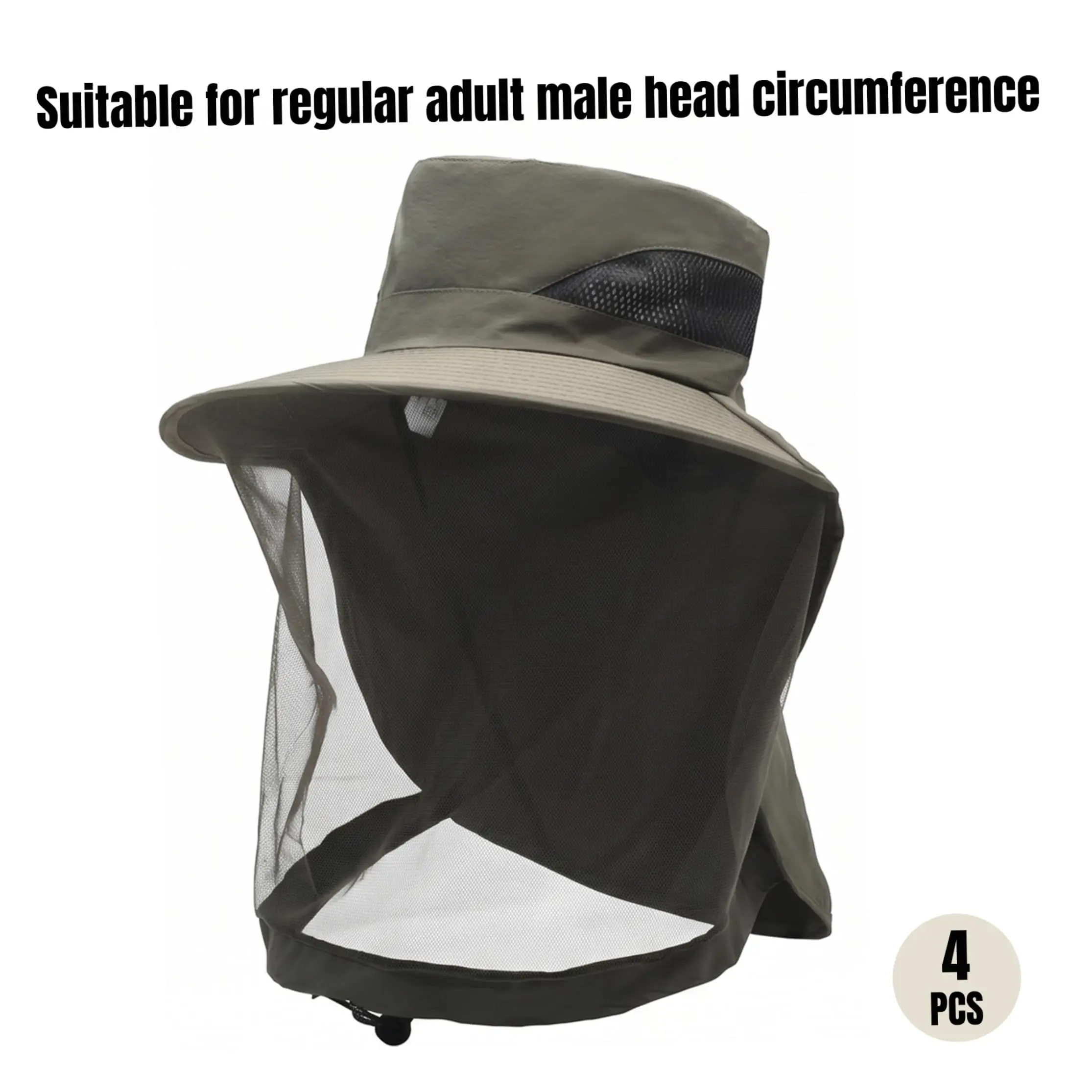 4 Pack UPF50+ Sun Protection Hat With Neck Flap Breathable Fishing Hat 360 Degree Head Net Mosquito Hat For Gardening Hiking