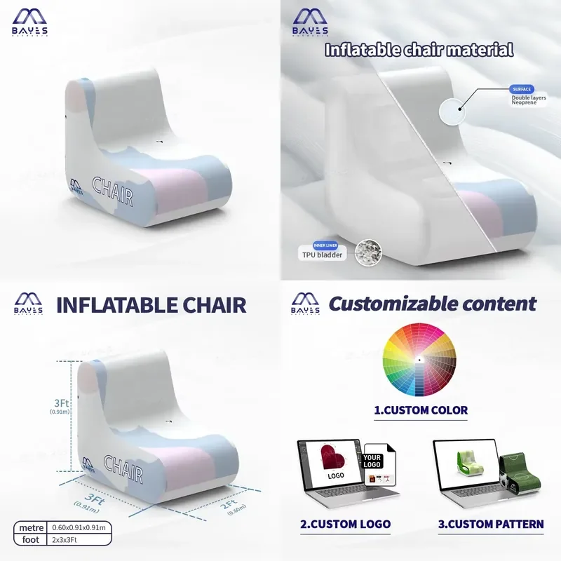 Custom Outdoor Event Furniture Set Inflatable Beach Recliner Sofa Chair,Soft Air Sealed Inflatable Chair