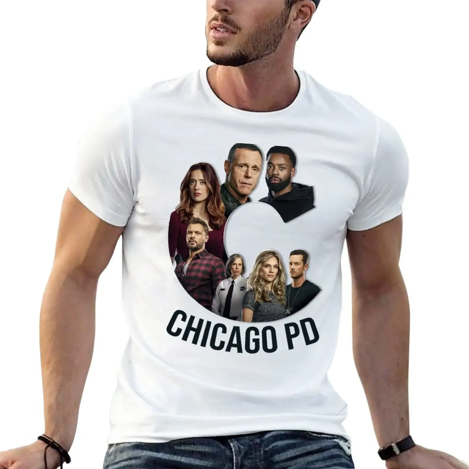 

New Chicago PD tv show characters logo T-Shirt vintage sublime cotton graphic tees mens funny t shirts