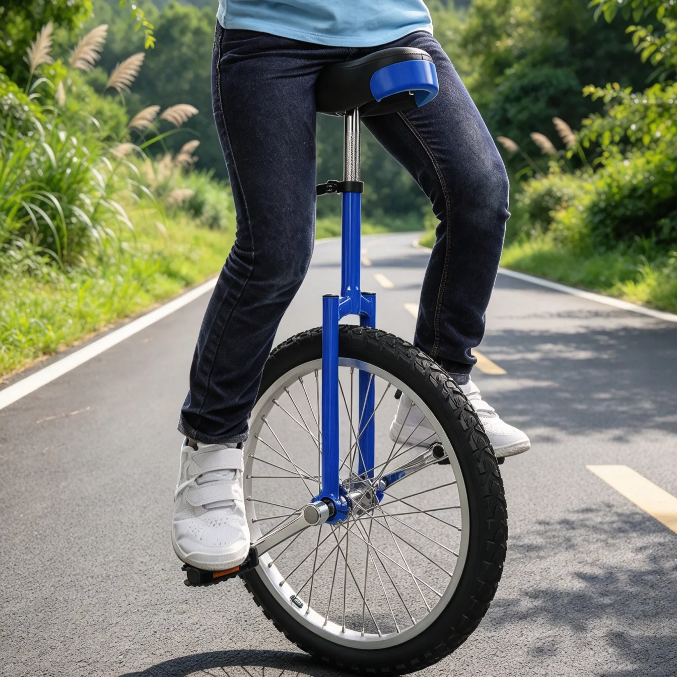 Unicycle Blue Height Adjustable 78-90cm Load 65-75kg Self-assembly Unicycle for Balance Training