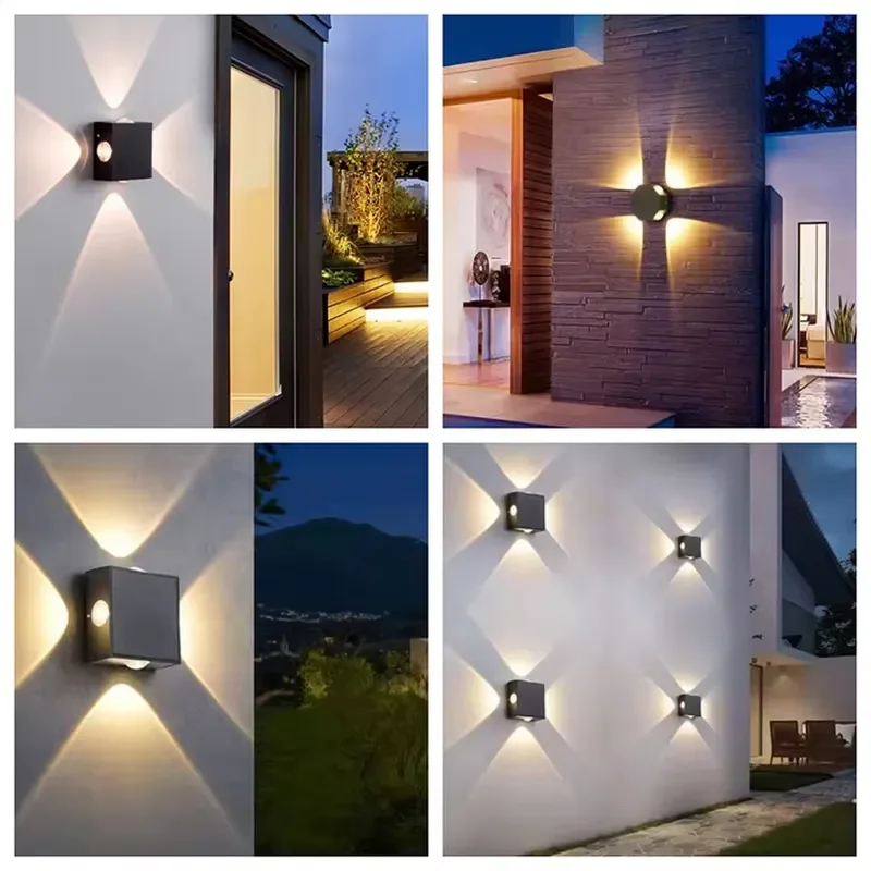 12W LED Wall Lamp for Outdoor Staircase Garden Patio IP65 Waterproof Black Aluminum Semi Flush Mount Light 3000K Warm White