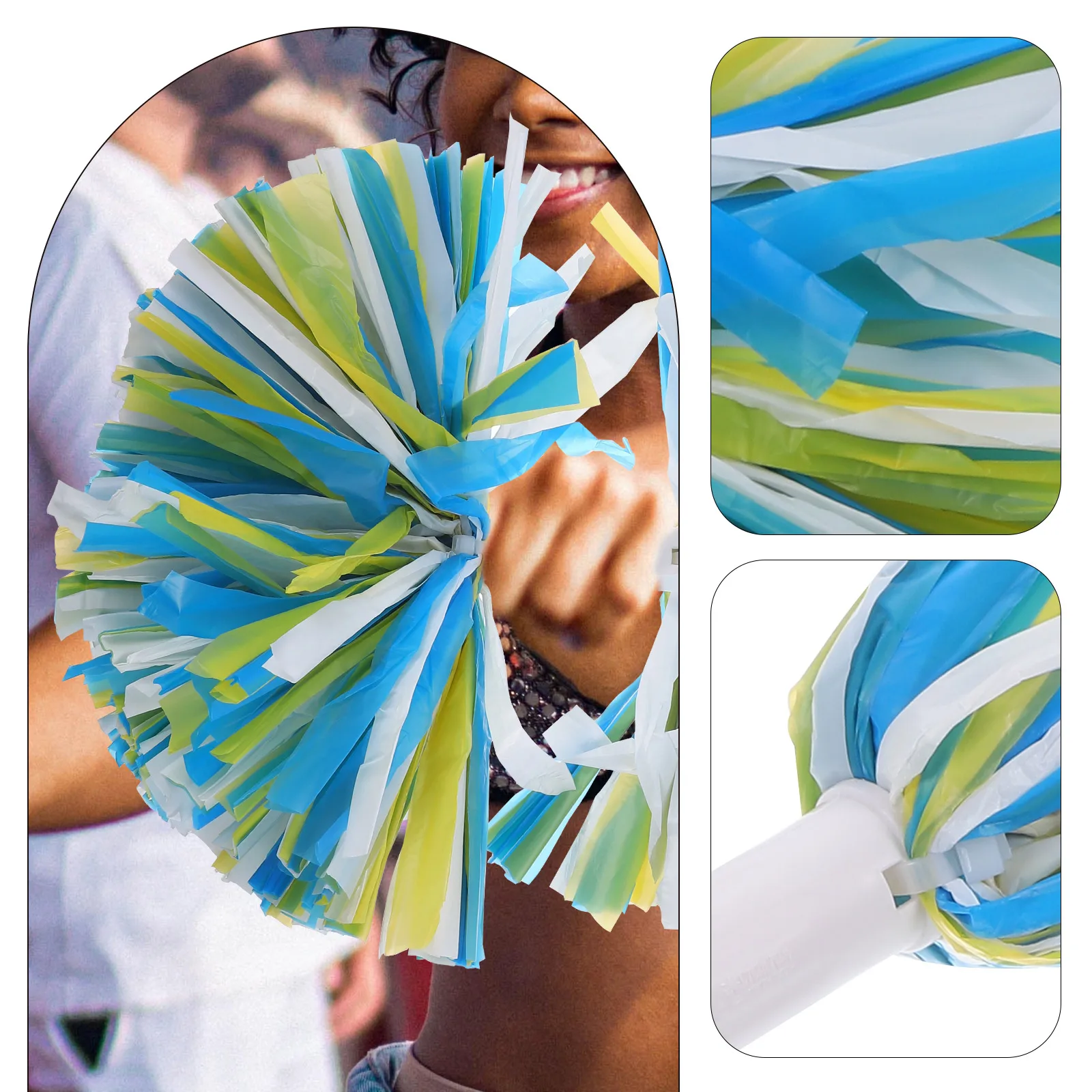 

2pcs Cheerleader Pom Poms Bright Color Reusable PET PE Material Gymnastics Performance Props Festival Cheerleading Dance Team