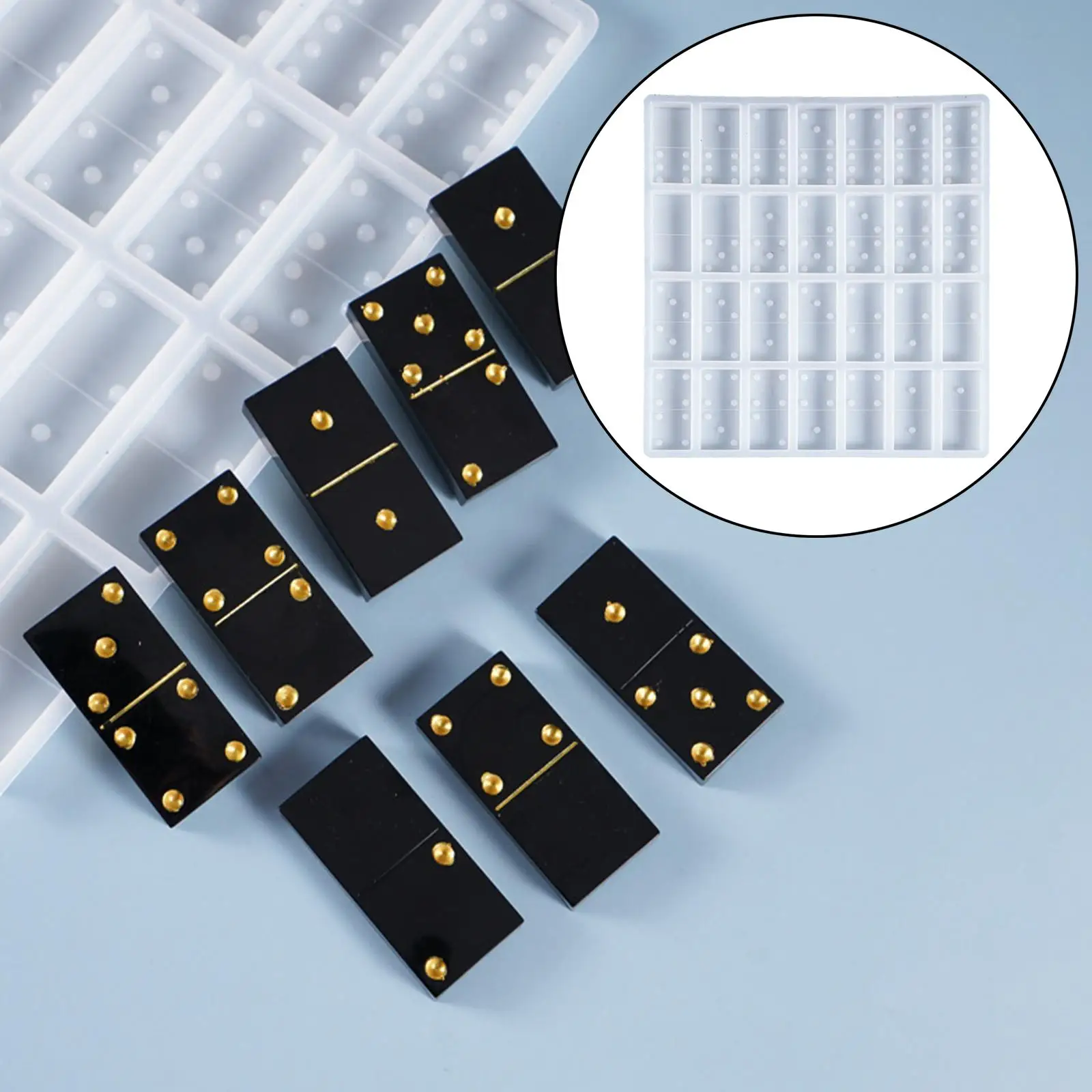 کے 28 Cavities Dominoes Molds Resin Casting DIY Epoxy Silicone Mods Crafting Flexible for Pendant Soap Candle Making Soap Crafts