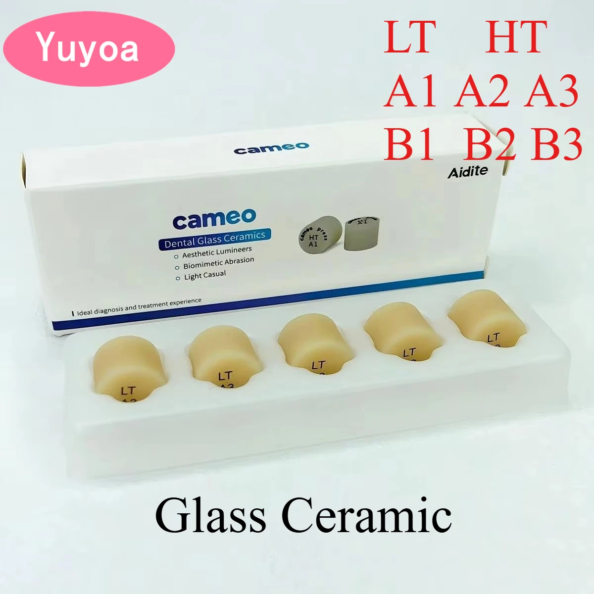 5Pcs/Pack Dental Glass Ceramic Dentistry Restorative Material Lithium Disilicate Ingots Emax Press Ingots