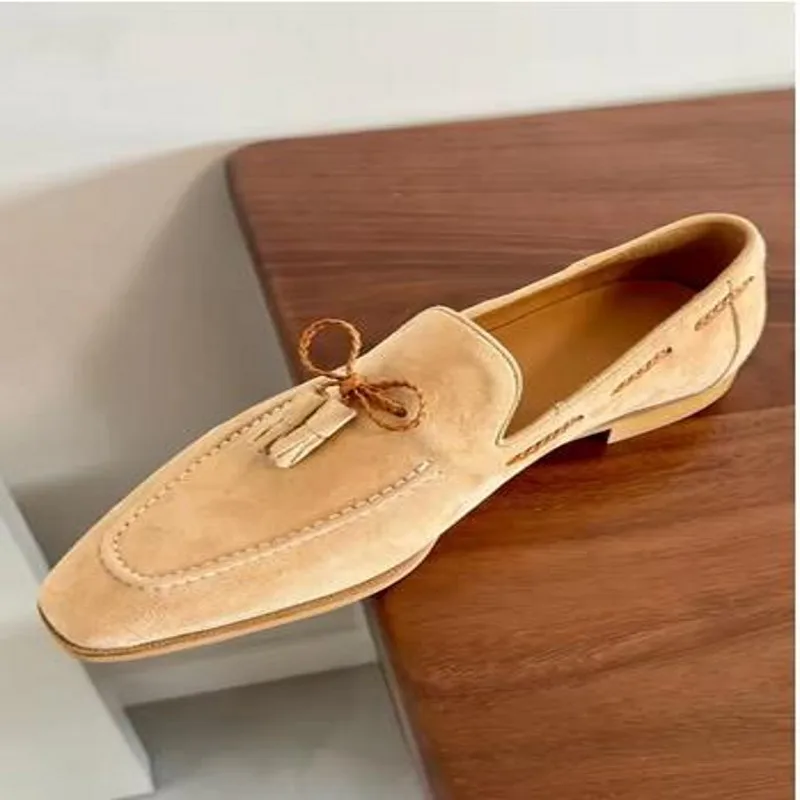 

Fashion Cow Suede Leather Leisure Loafers Shoes for men Slip on Tassel Fringe Mens Casual Shoes