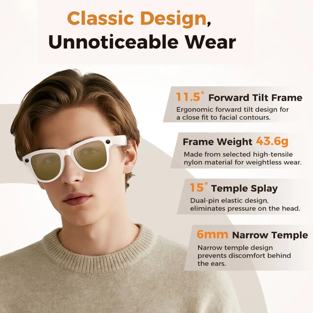 M02 AI النظارات الذكية كاميرا 8MP تسجيل الفيديو 100 + اللغات ترجمة النظارات الشمسية بلوتوث دعوة الموسيقى تشغيل مع صندوق شحن #2