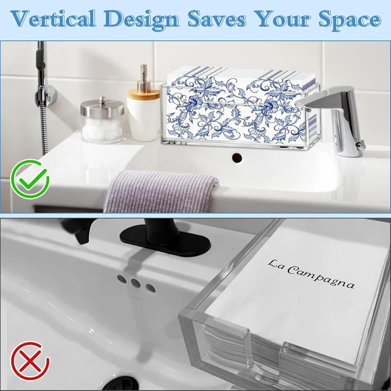 Acrylic Napkin Holder, Vertical Waterproof Splashing Napkin Holder for Bathroom, Paper-Towel Holder for Table, Kitchen