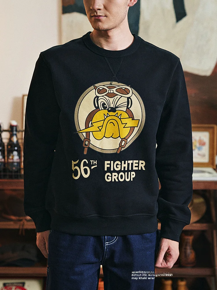 

Heavyweight Fce Lined Thiened Long Sve round Ne Sweatirt American Retro Ameika Jaet Men Casual Faion Sweatirt