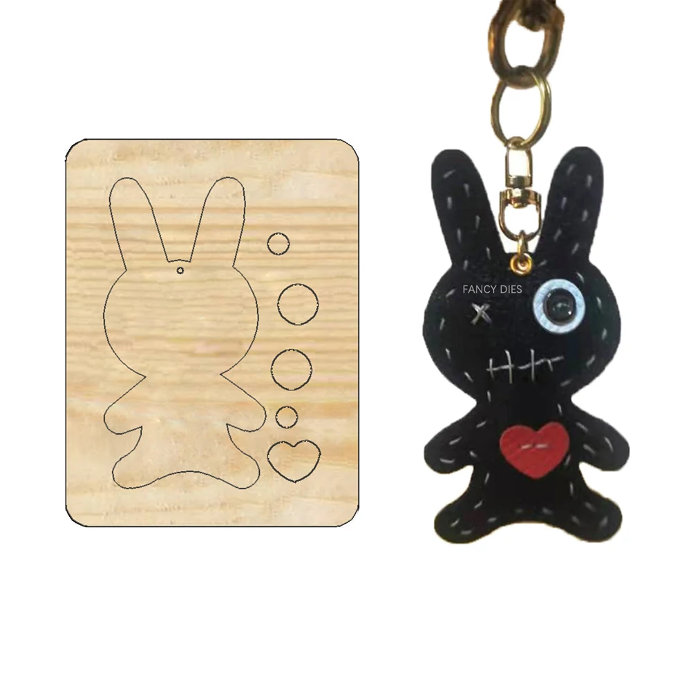 2022 New Easter Rabbit Keychain Cutting Dies Wooden Knife Die Compatible With Most Manual Die Cut Cutters