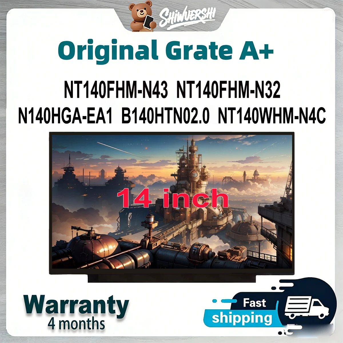 

14" Laptop Lcd Screen Monitor Panel Slim NT140FHM N43 NT140FHM N32 N140HGA EA1 B140HTN02.0 NT140WHM N4C 60Hz 30 pins Wholesale