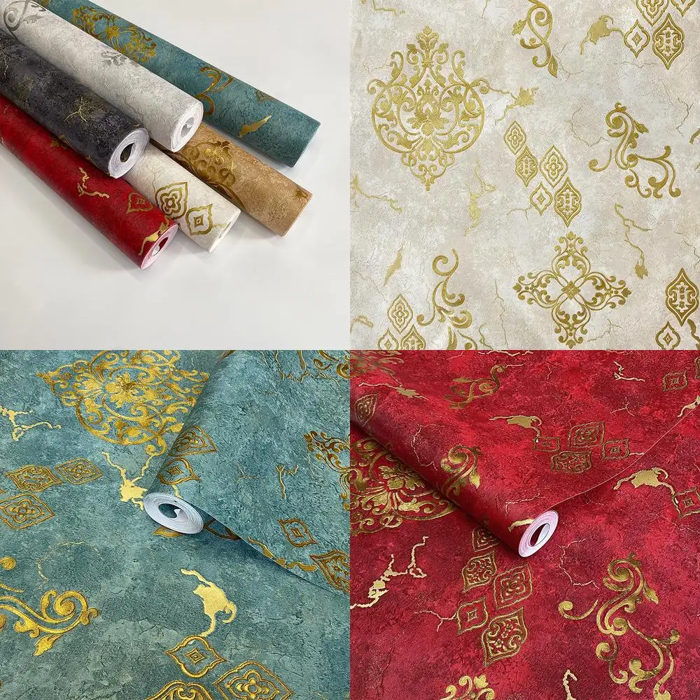 

Европейские 3D тисненые обои с дамасским узором для спальни, гостиной, столовой, акцентной стены, водонепроницаемые декоративные стены