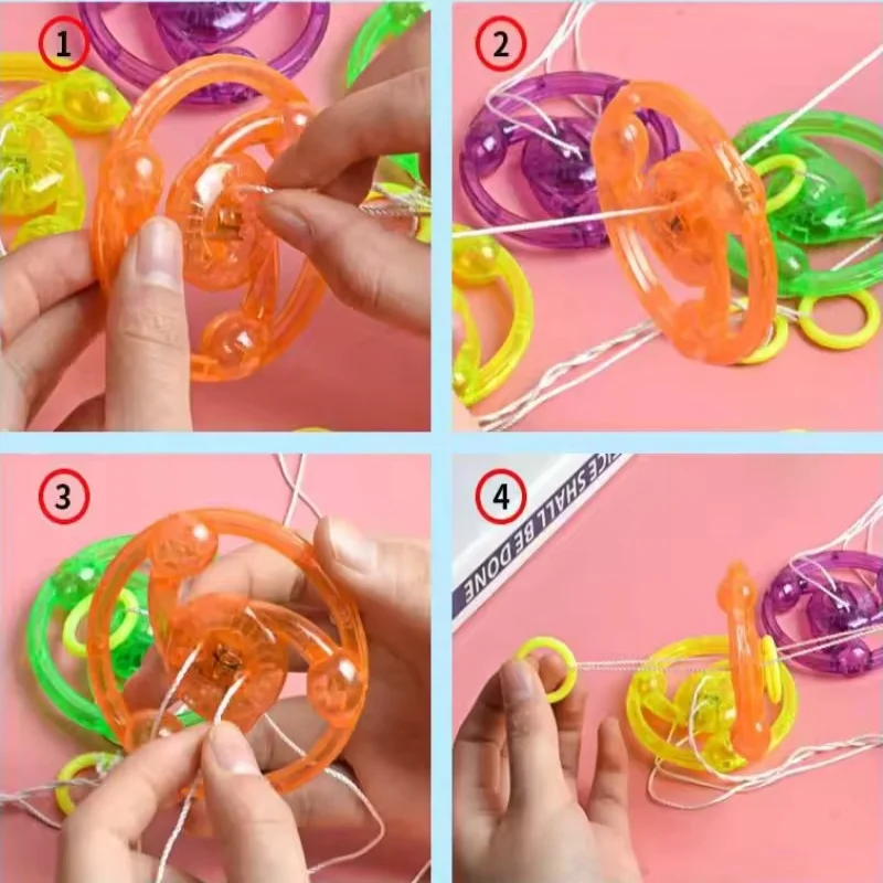 Fil de renfort créatif pour enfants, jouet lumineux, volant d'inertie, Flash, toupie émettant de la lumière, Gyro, Fitness, ligne de traction brillante, 5 pièces
