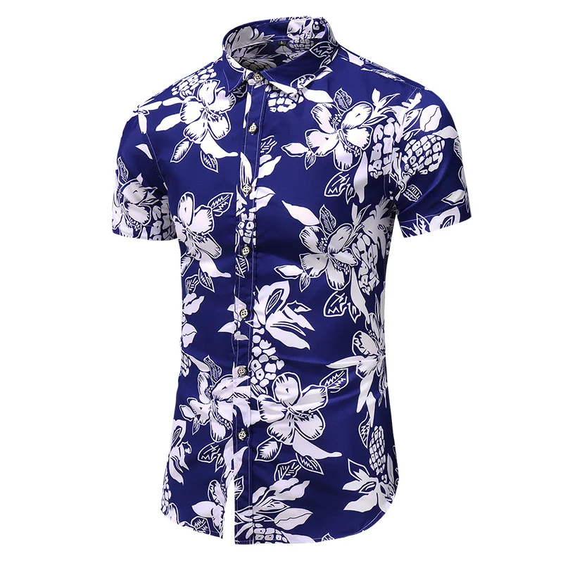 Summer New Arrival Shirts Men Fashion Flower Print Short Sleeve Hawaiian Shirt Male Casual Flower Slim Fit Beach Shirts Plus 7XL