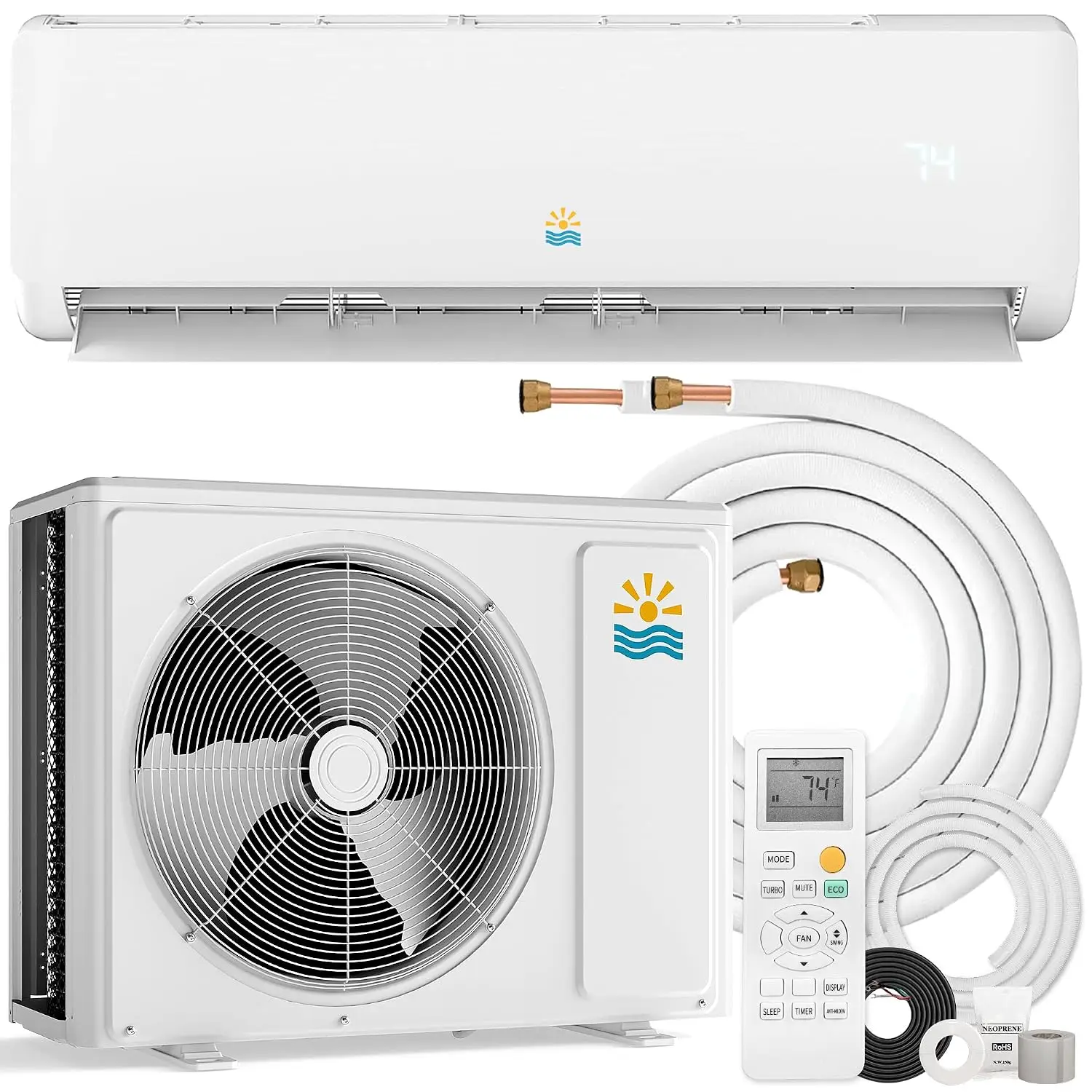 18000 BTU Mini Split Ac/Heating System - 19 SEER2 Mini Split AC Unit with Heat Pump, 230V Energy Efficient Ductless AC, Custom